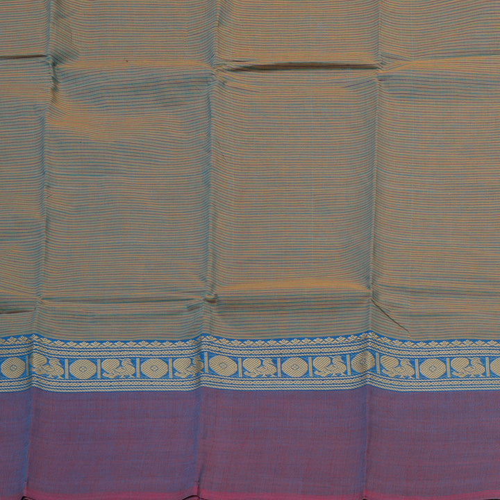 Hayagrivas Handloom Pure Cotton Saree Dual tone (Yellow with blue) Ganga jamuna KBE104D3-17