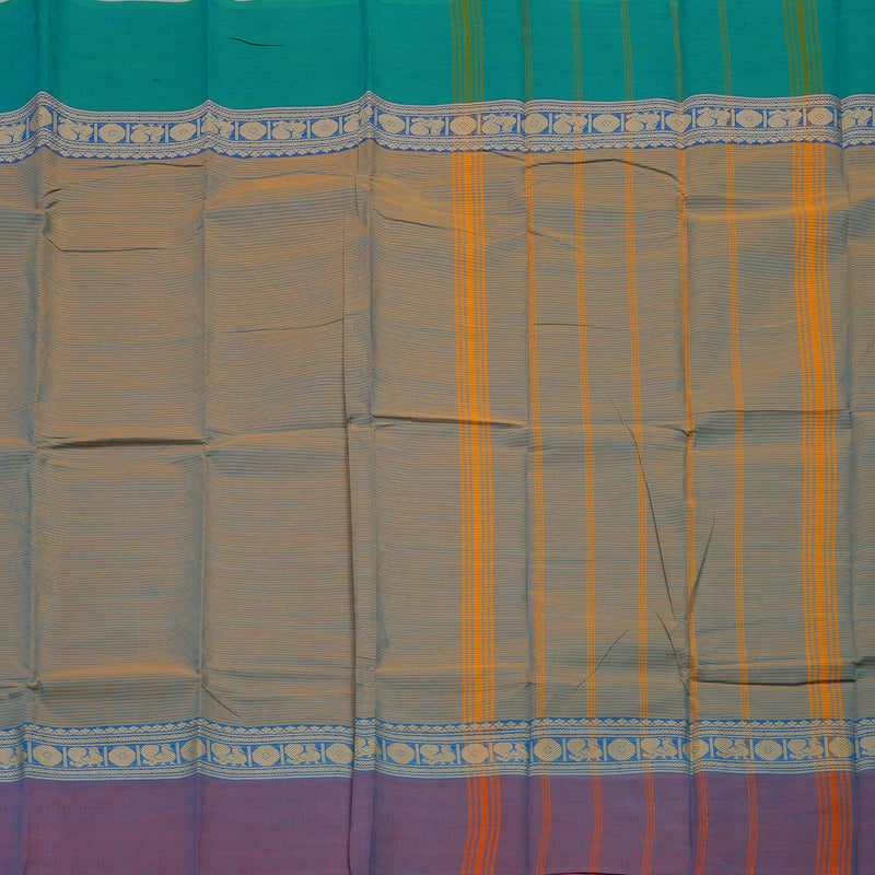 Hayagrivas Handloom Pure Cotton Saree Dual tone (Yellow with blue) Ganga jamuna KBE104D3-17