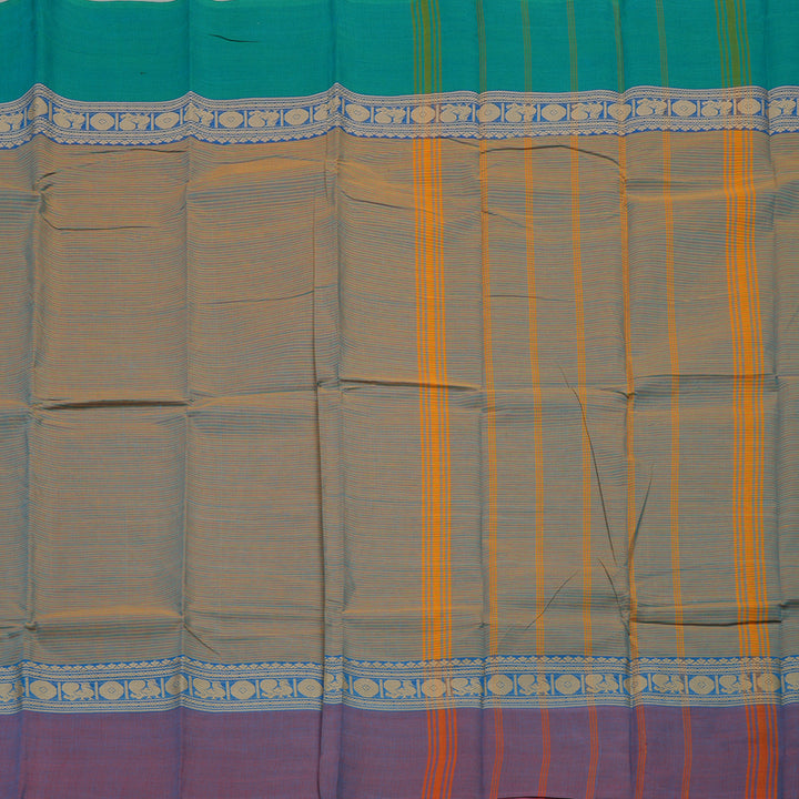 Hayagrivas Handloom Pure Cotton Saree Dual tone (Yellow with blue) Ganga jamuna KBE104D3-17