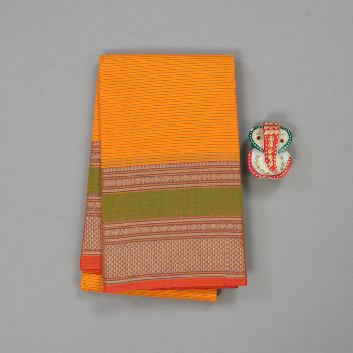 Hayagrivas Handloom Pure Cotton Saree in Lively Mango Yellow KBE104D3-21
