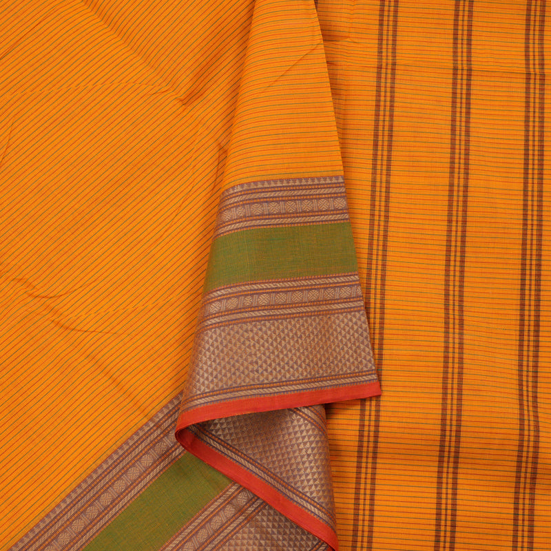 Hayagrivas Handloom Pure Cotton Saree in Lively Mango Yellow KBE104D3-21
