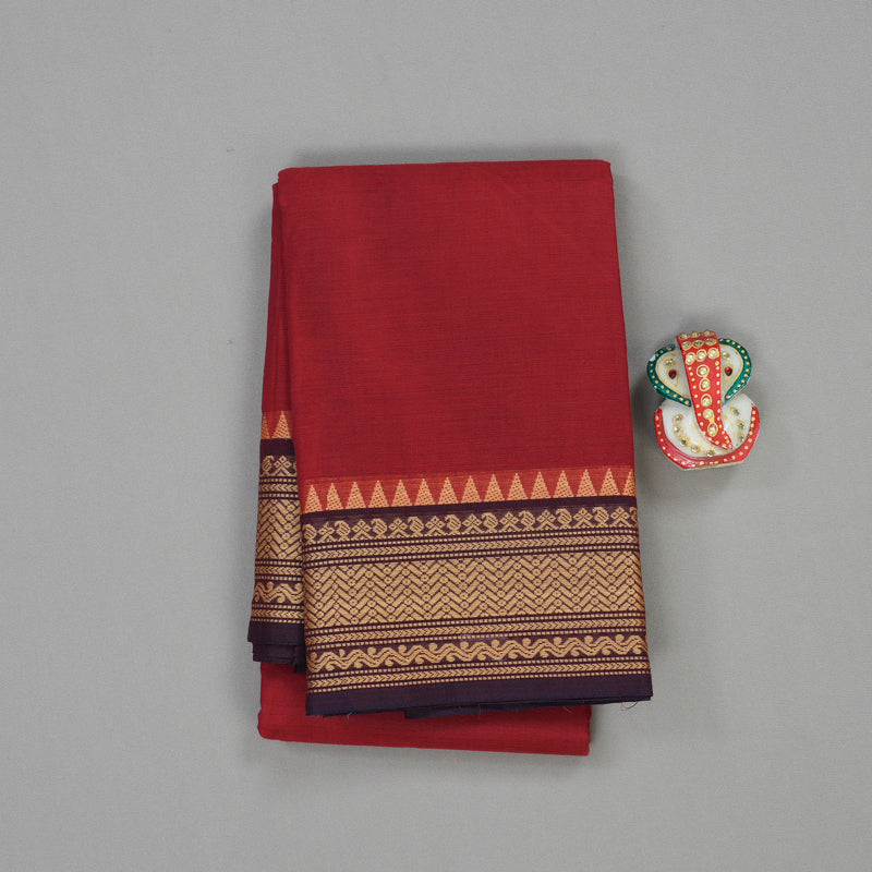 Hayagrivas Handloom Pure Cotton Saree in Deep Red KBE104D3-24