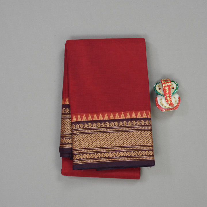Hayagrivas Handloom Pure Cotton Saree in Deep Red KBE104D3-24
