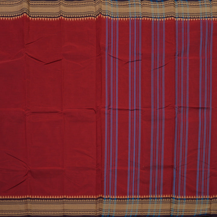 Hayagrivas Handloom Pure Cotton Saree in Deep Red KBE104D3-24