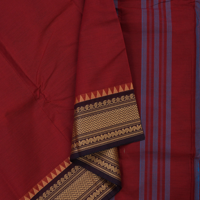 Hayagrivas Handloom Pure Cotton Saree in Deep Red KBE104D3-24