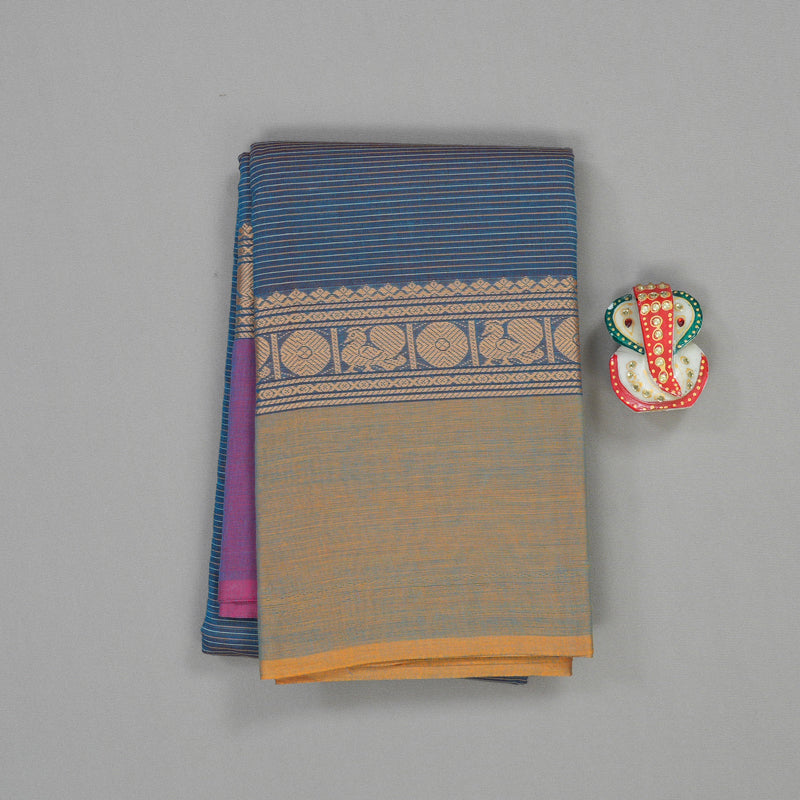 Hayagrivas Pure Cotton Saree in Teal Blue Ganga Jamuna KBE104D3-28