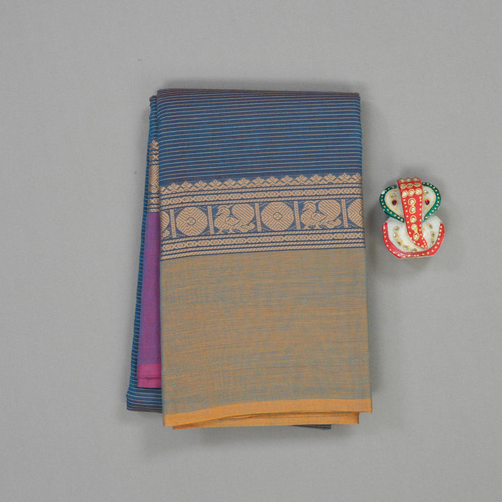 Hayagrivas Pure Cotton Saree in Teal Blue Ganga Jamuna KBE104D3-28
