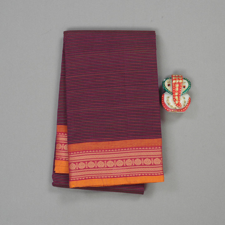 Hayagrivas Handloom Pure Cotton Saree in plum purple with pink  KBE104D3-3