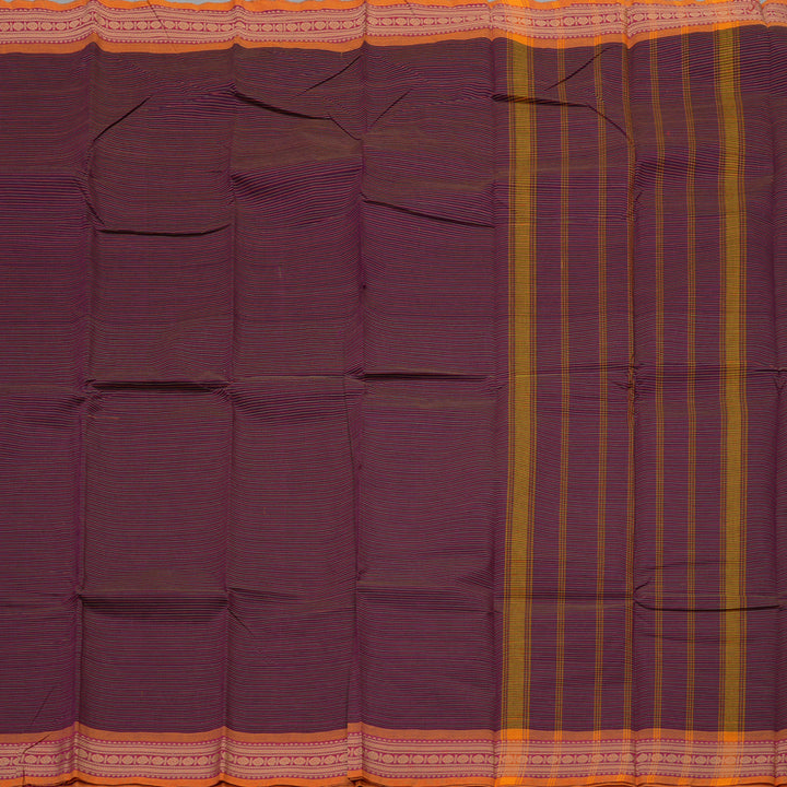 Hayagrivas Handloom Pure Cotton Saree in plum purple with pink  KBE104D3-3