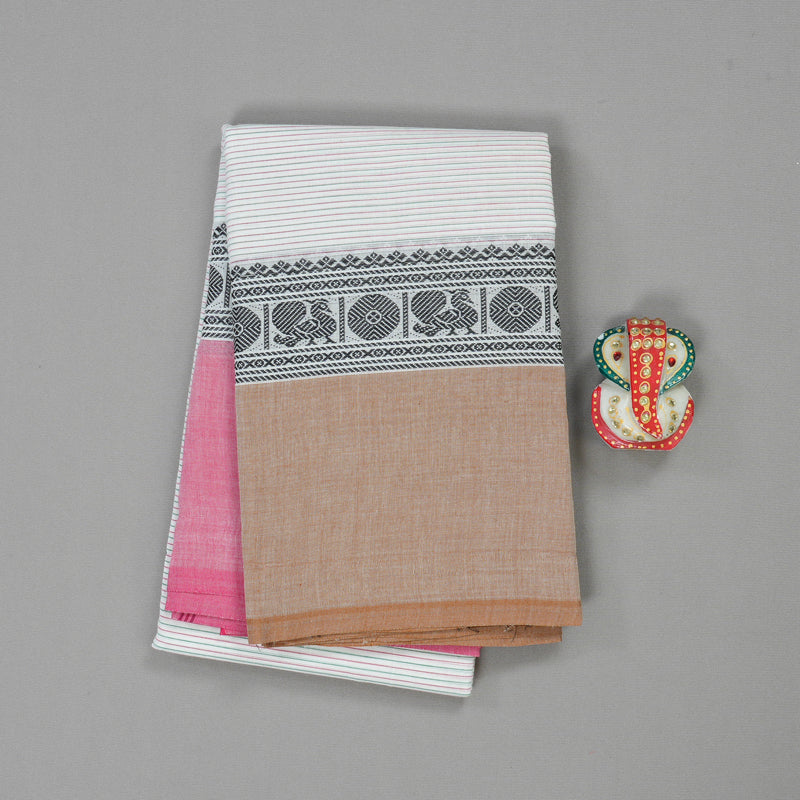 Hayagrivas Handloom Pure Cotton Saree in Delicate White KBE104D3-4
