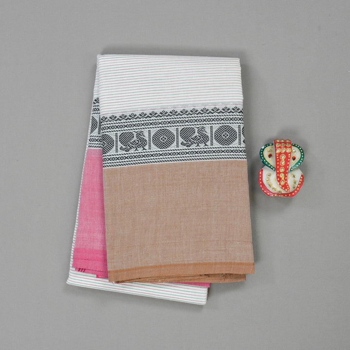 Hayagrivas Handloom Pure Cotton Saree in Delicate White KBE104D3-4