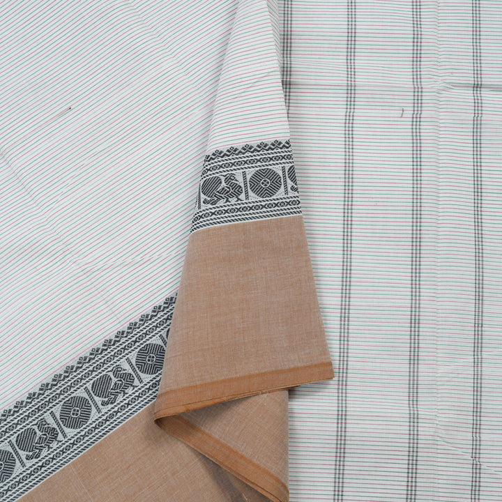 Hayagrivas Handloom Pure Cotton Saree in Delicate White KBE104D3-4
