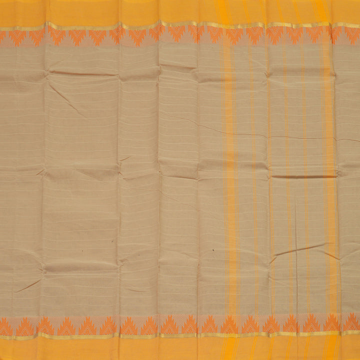 Hayagrivas Wheat Brown Handloom Pure Cotton Saree with Yellow Border KBE104D3-45