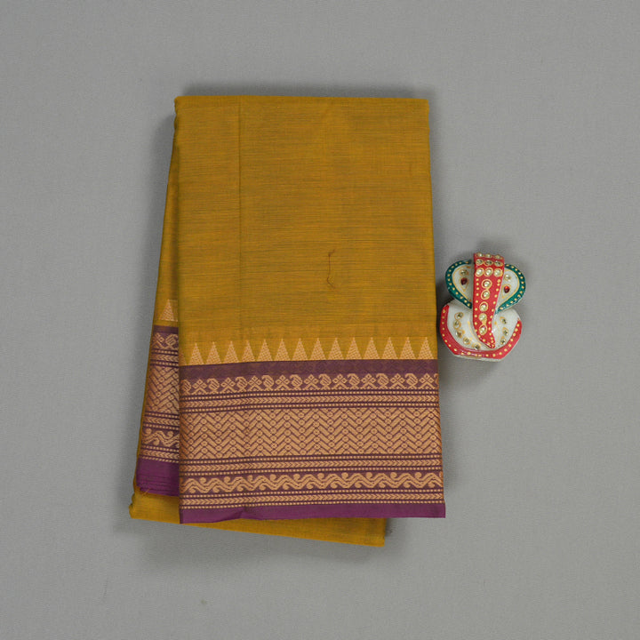 Hayagrivas Handloom Pure Cotton Saree in Evergreen Sampanga Yellow KBE104D3-6