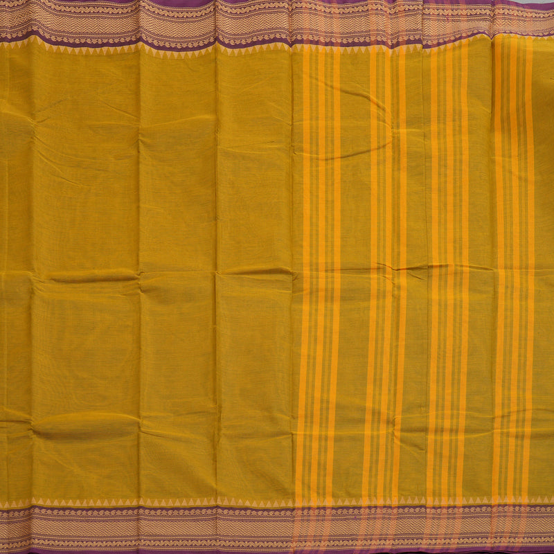 Hayagrivas Handloom Pure Cotton Saree in Evergreen Sampanga Yellow KBE104D3-6