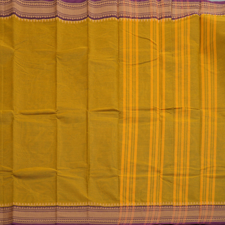 Hayagrivas Handloom Pure Cotton Saree in Evergreen Sampanga Yellow KBE104D3-6