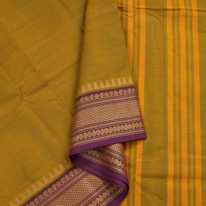 Hayagrivas Handloom Pure Cotton Saree in Evergreen Sampanga Yellow KBE104D3-6
