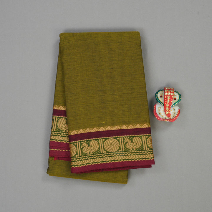 Hayagrivas Handloom Pure Cotton Saree in Versatile Mehendi Green KBE104D3-62