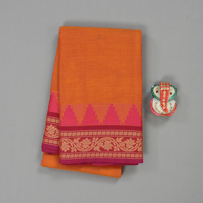 Hayagrivas Handloom Pure Cotton Saree in Stunning Honey Mustard KBE104D3-64