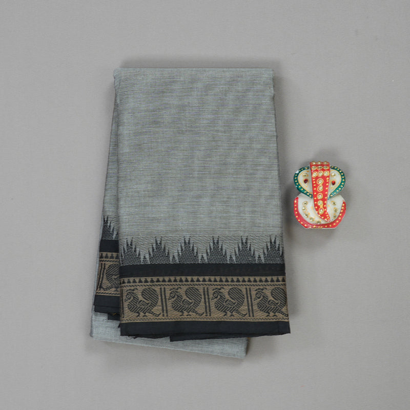 Hayagrivas Handloom Pure Cotton Saree in Lovely Silver Grey KBE104D3-65