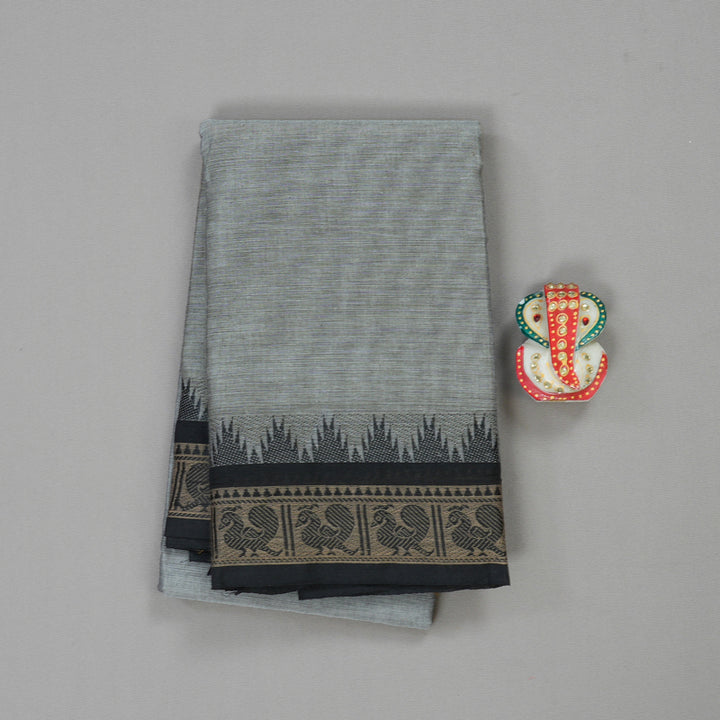 Hayagrivas Handloom Pure Cotton Saree in Lovely Silver Grey KBE104D3-65