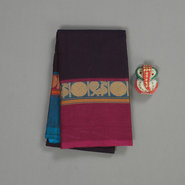 Hayagrivas Handloom Pure Cotton Saree in Majestic Dark Purple KBE104D3-67
