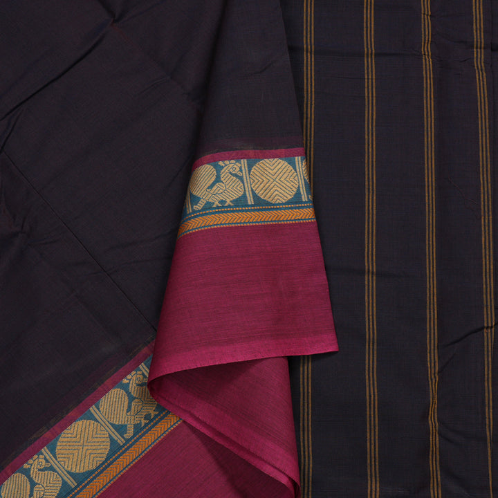 Hayagrivas Handloom Pure Cotton Saree in Majestic Dark Purple KBE104D3-67