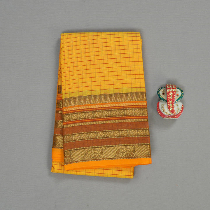 Hayagrivas Handloom Pure Cotton Saree in Lively Yellow KBE104D4-1