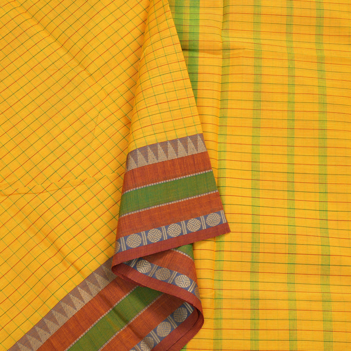 Hayagrivas Handloom Pure Cotton Saree in Lively Yellow KBE104D4-1