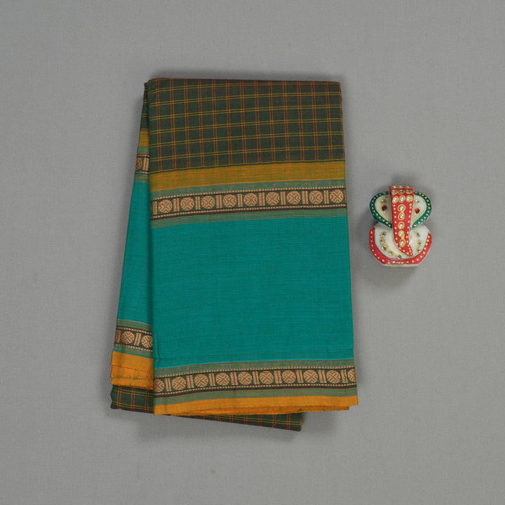 Hayagrivas Handloom Pure Cotton Saree in Classic Bottle Green KBE104D4-10