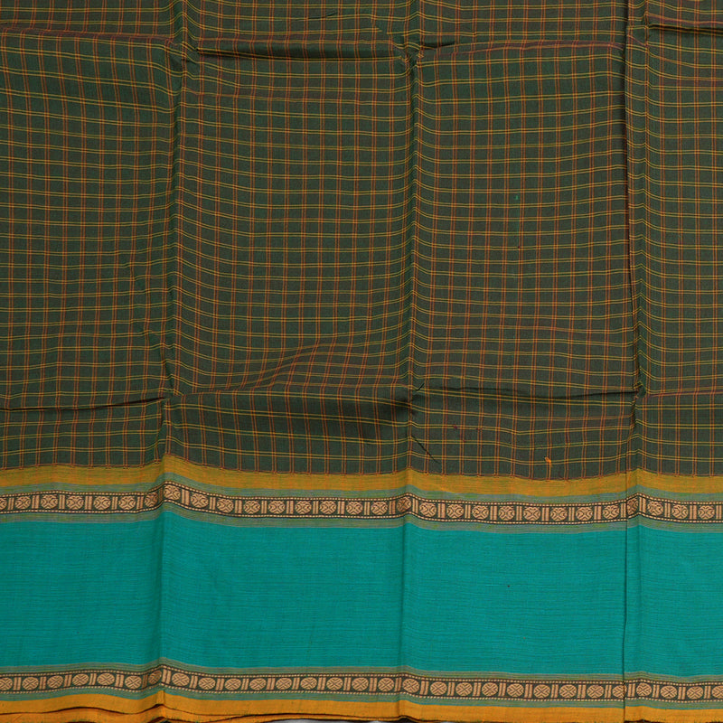 Hayagrivas Handloom Pure Cotton Saree in Classic Bottle Green KBE104D4-10