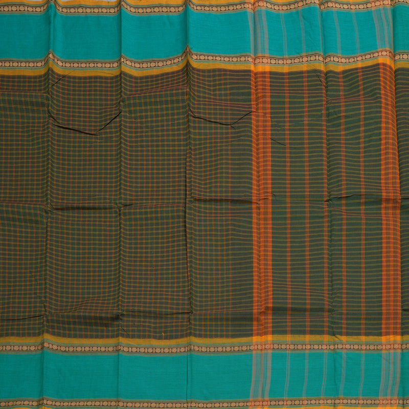 Hayagrivas Handloom Pure Cotton Saree in Classic Bottle Green KBE104D4-10