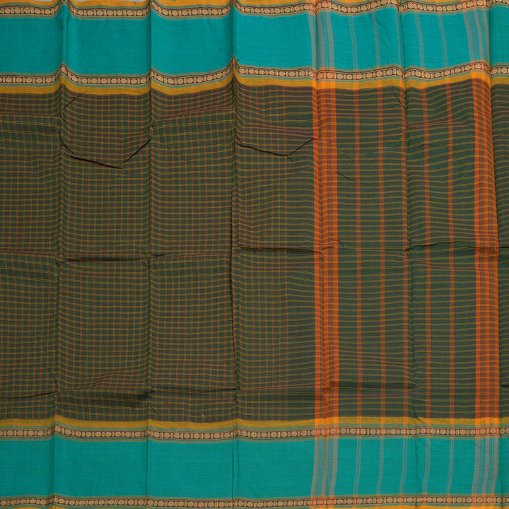 Hayagrivas Handloom Pure Cotton Saree in Classic Bottle Green KBE104D4-10
