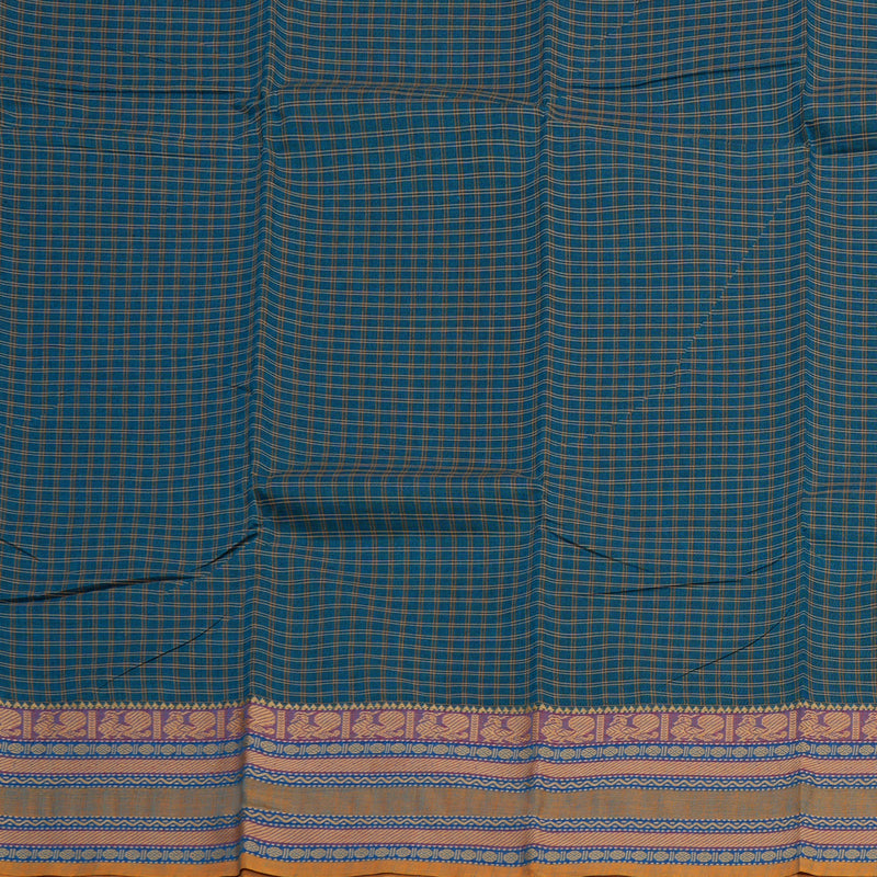 Hayagrivas Handloom Pure Cotton Saree in Dark Sky Blue KBE104D4-2