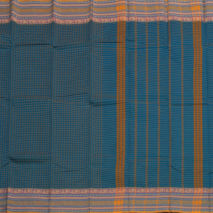 Hayagrivas Handloom Pure Cotton Saree in Dark Sky Blue KBE104D4-2
