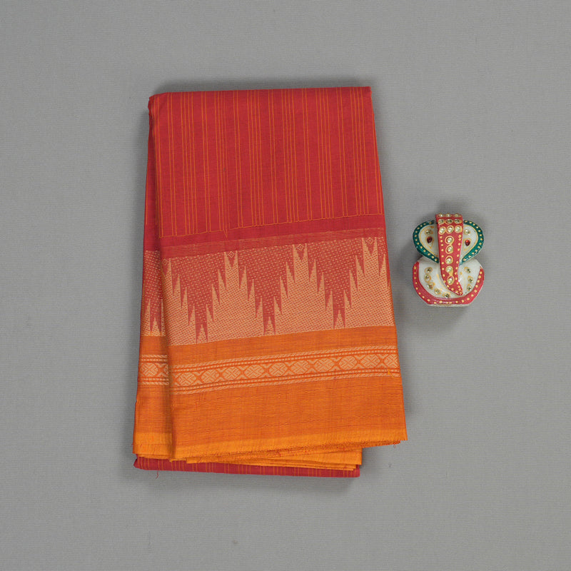 Hayagrivas Handloom Pure Cotton Saree in Regal Red KBE104D4-3