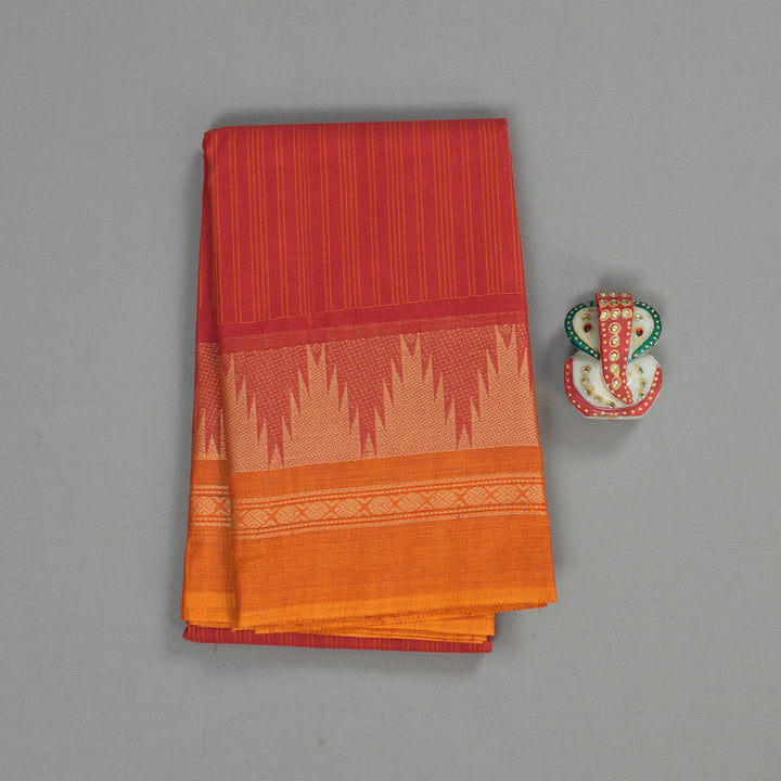 Hayagrivas Handloom Pure Cotton Saree in Regal Red KBE104D4-3
