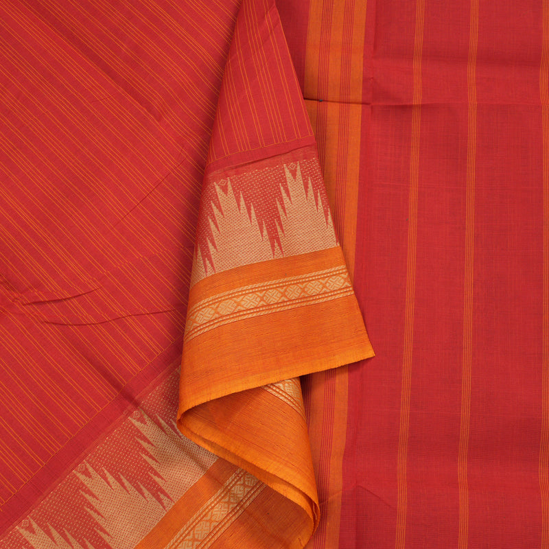Hayagrivas Handloom Pure Cotton Saree in Regal Red KBE104D4-3