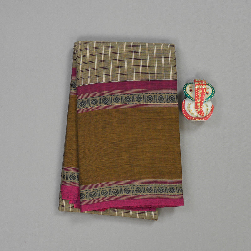 Hayagrivas Beige Handloom Pure Cotton Saree with Honey Mustard Border KBE104D4-4