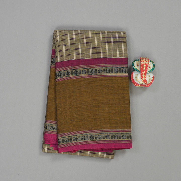 Hayagrivas Beige Handloom Pure Cotton Saree with Honey Mustard Border KBE104D4-4