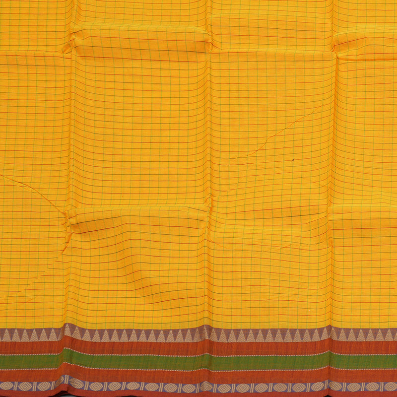 Hayagrivas Yellow Handloom Pure Cotton Saree with Rust Orange Border KBE104D4-6