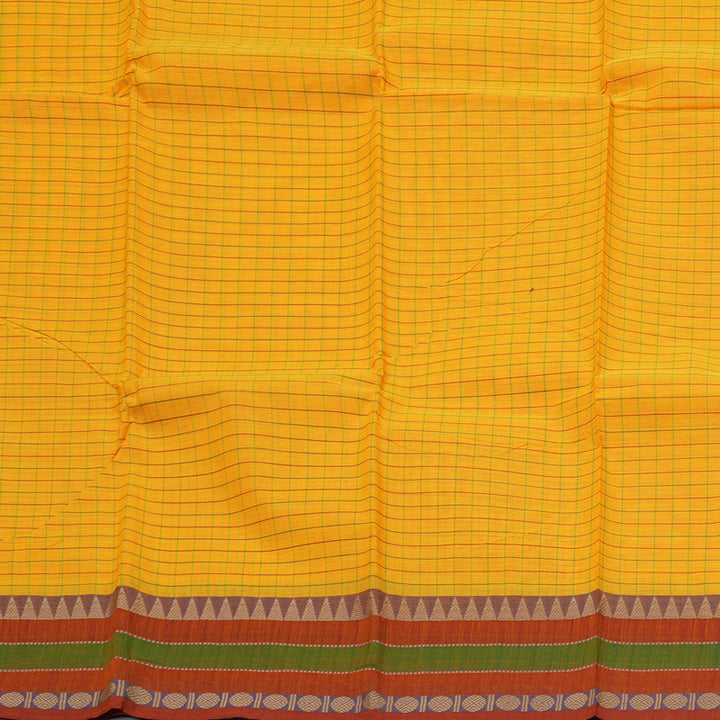 Hayagrivas Yellow Handloom Pure Cotton Saree with Rust Orange Border KBE104D4-6