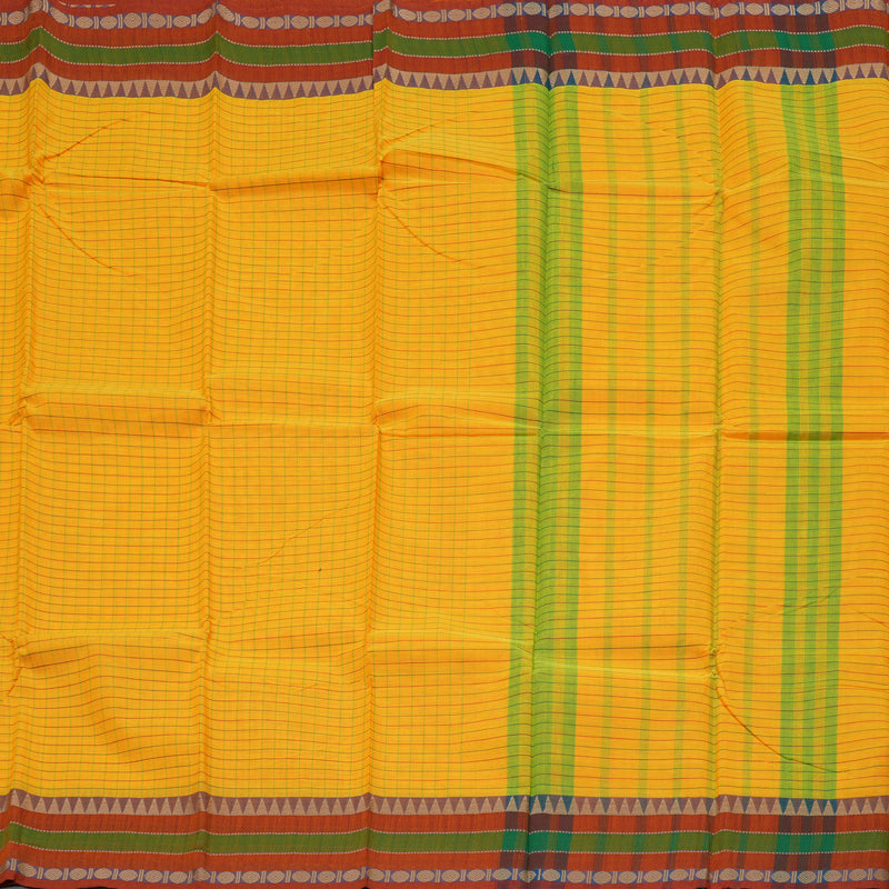 Hayagrivas Yellow Handloom Pure Cotton Saree with Rust Orange Border KBE104D4-6