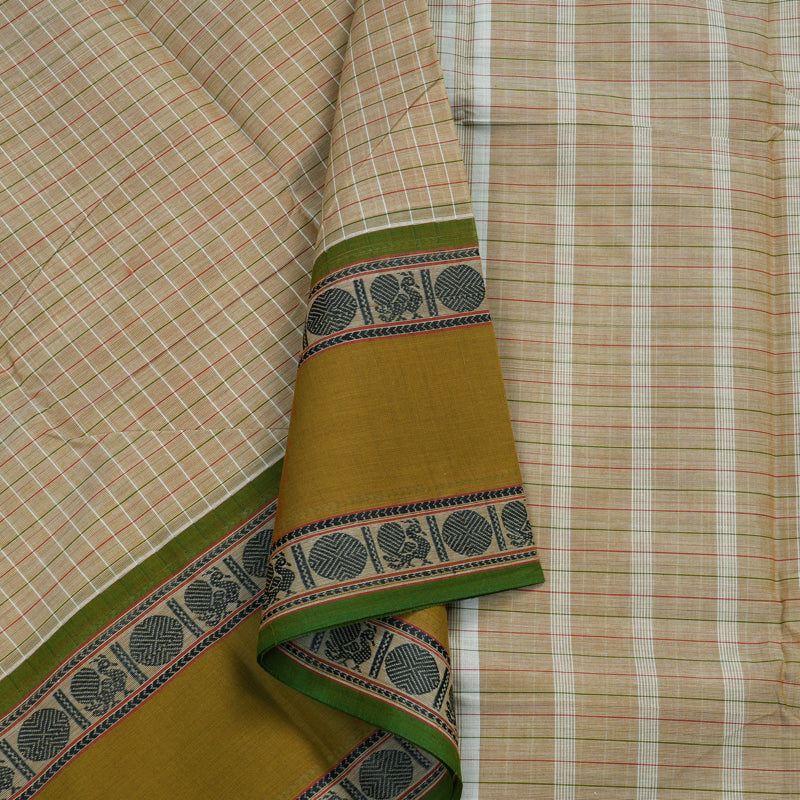 Hayagrivas Handloom Pure Cotton Saree in Tranquil Beige KBE104D4-7