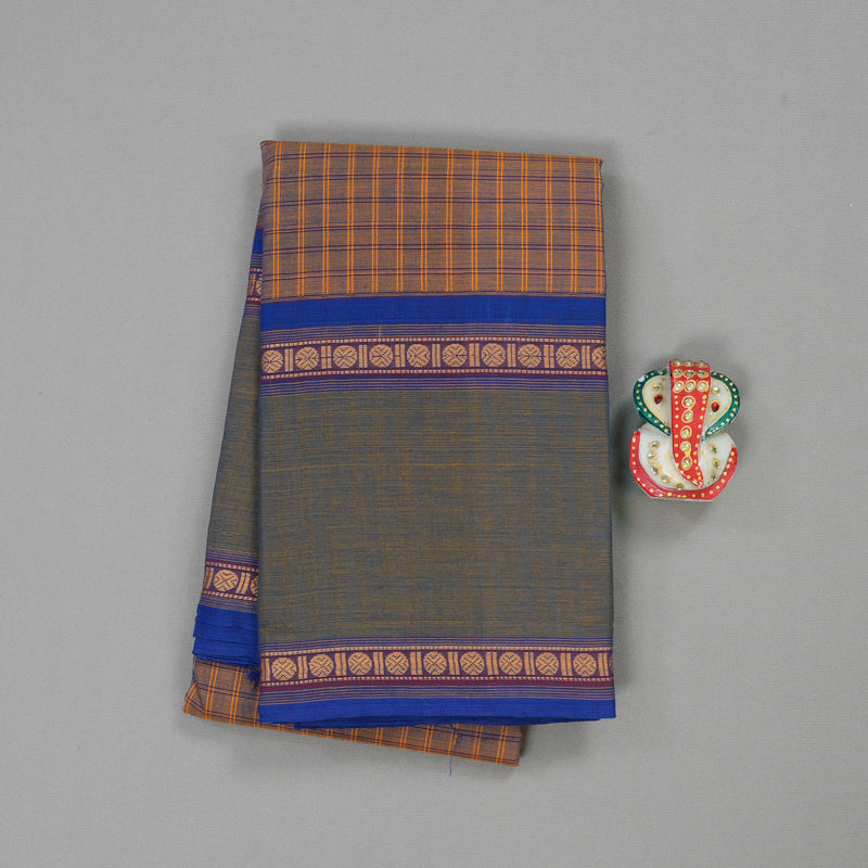 Hayagrivas Handloom Pure Cotton Saree in Elegant Corn Yellow with Blue KBE104D4-8