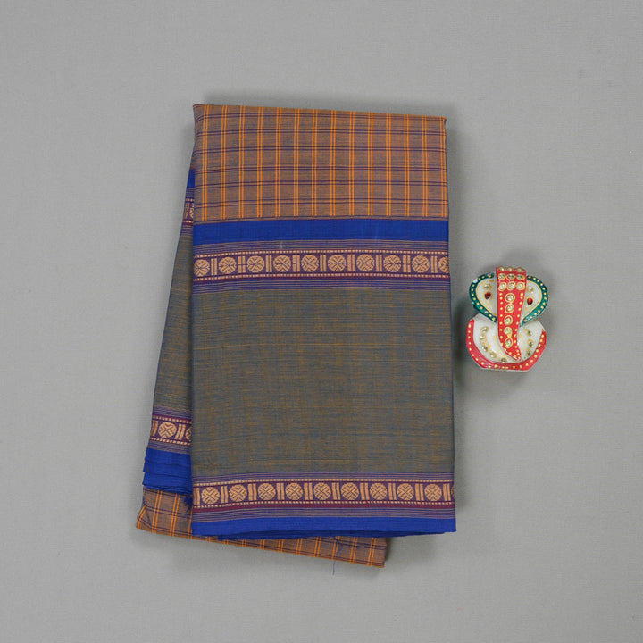 Hayagrivas Handloom Pure Cotton Saree in Elegant Corn Yellow with Blue KBE104D4-8