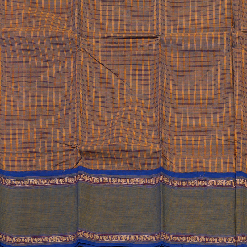 Hayagrivas Handloom Pure Cotton Saree in Elegant Corn Yellow with Blue KBE104D4-8