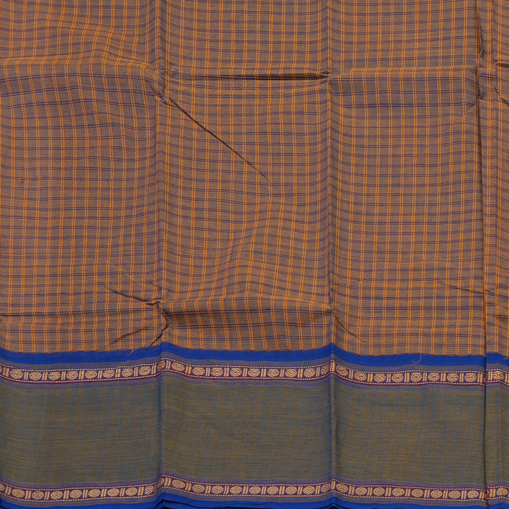 Hayagrivas Handloom Pure Cotton Saree in Elegant Corn Yellow with Blue KBE104D4-8