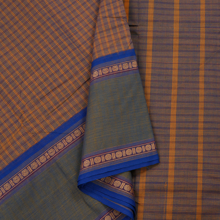 Hayagrivas Handloom Pure Cotton Saree in Elegant Corn Yellow with Blue KBE104D4-8