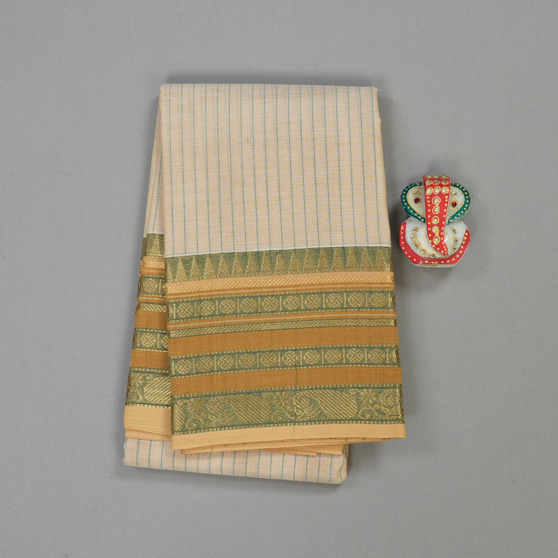 Hayagrivas Sandal Handloom Pure Cotton Saree with Green Border KBE104D5-2